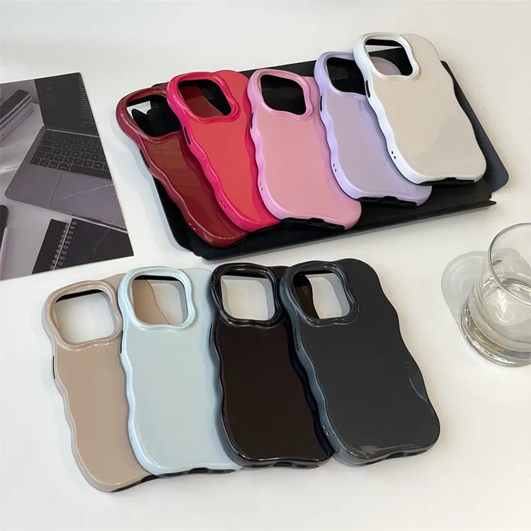 适用苹果系列iPhone15简约14pro纯色波浪边二合一13p新款12手机壳