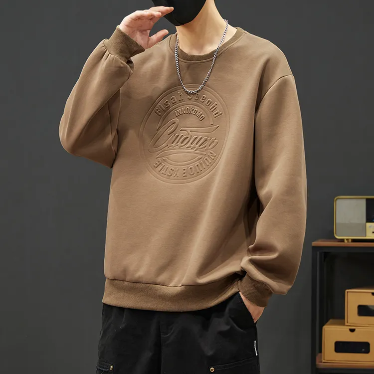 大码品牌秋季字母薄款3D印立体美式百搭男女情侣卫衣日系宽松长袖