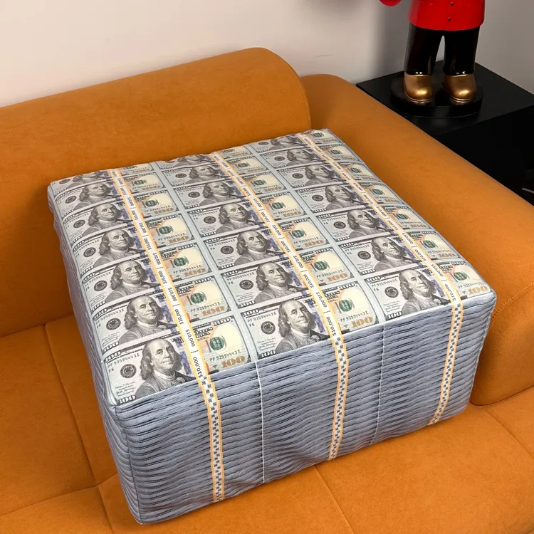 一沓美金道具1：1美金抱枕立体六面印花透气双面简约防滑加厚凉感