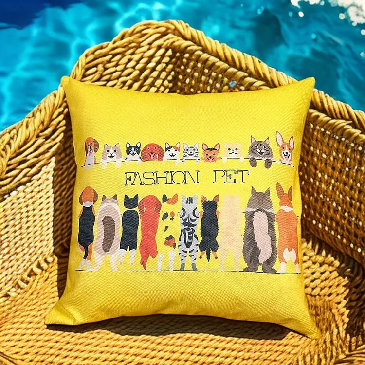 动物乐园抱枕含芯正方形简约可拆洗靠枕客厅卧室摆件装饰双面垫腰