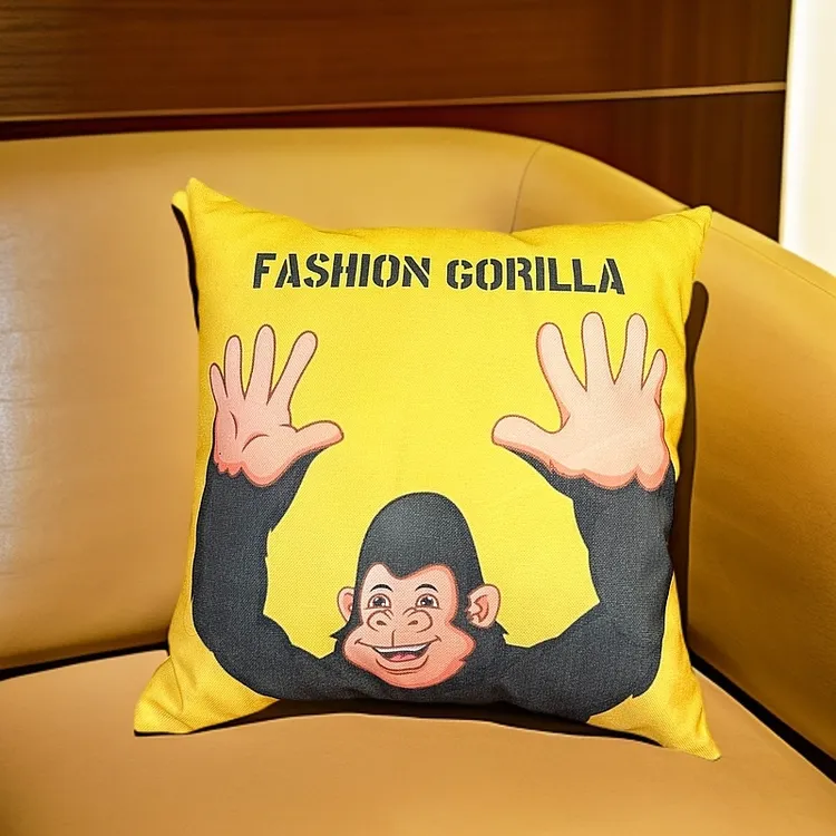 时尚黑猩猩抱枕含芯正方形可拆洗动物抱枕靠枕客厅卧室摆件装饰