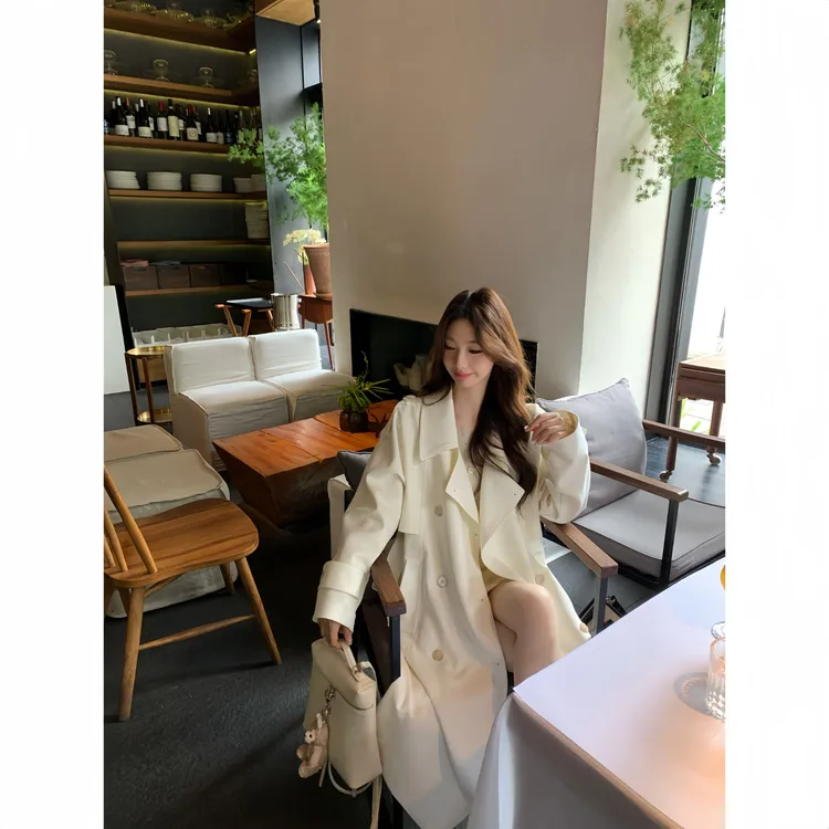 【许妍风衣】赵露思同款UM家原版2025秋新款杏色韩版气质风衣外套女