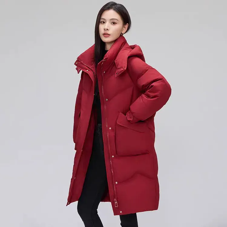 2024新款棉服连帽韩版加厚休闲中长款宽松棉衣保暖棉袄