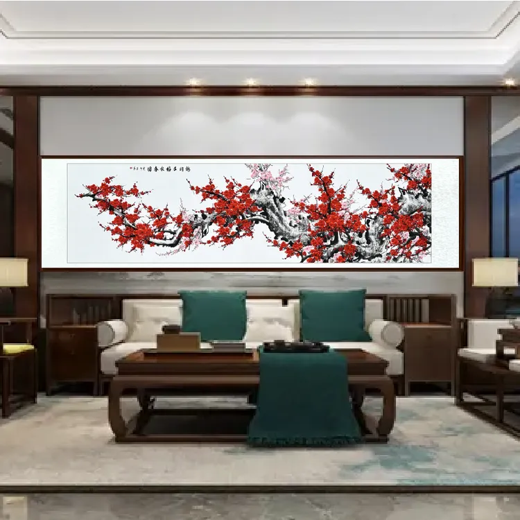 《梅开五福报春图》金华纯手绘手工画梅花手绘国画办公室