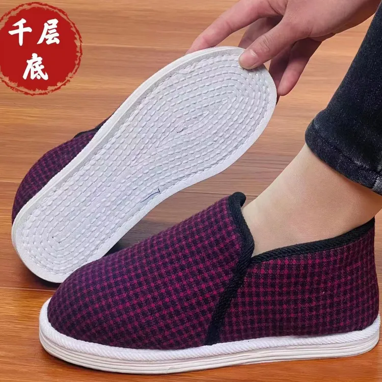 【棉花千层底棉鞋】何航冬季手工中年老人居家保暖妈妈棉布鞋新款