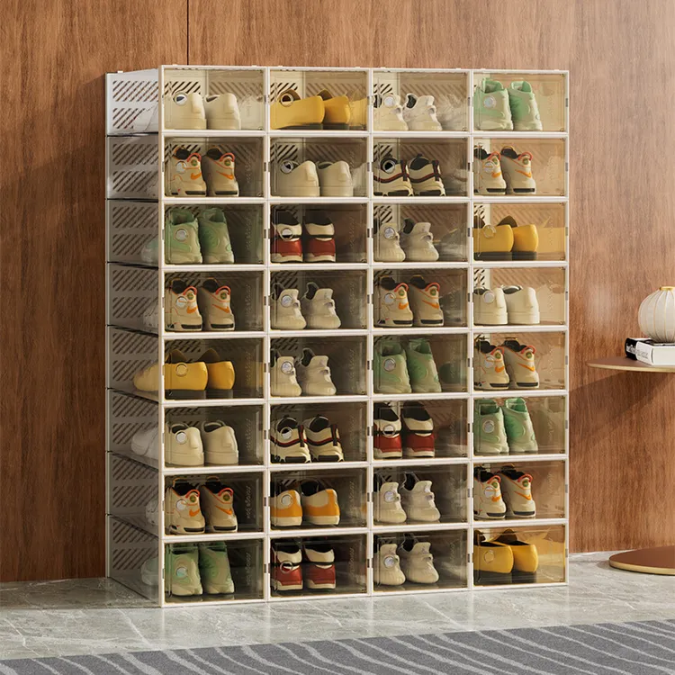 收纳盒透明鞋子收纳神器抽屉式鞋架存放家用折叠塑料鞋柜收纳盒