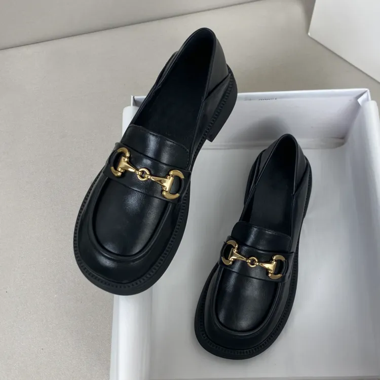 2024年秋季新款黑色单鞋女厚底英伦风JK乐福鞋女百搭工作鞋小皮鞋