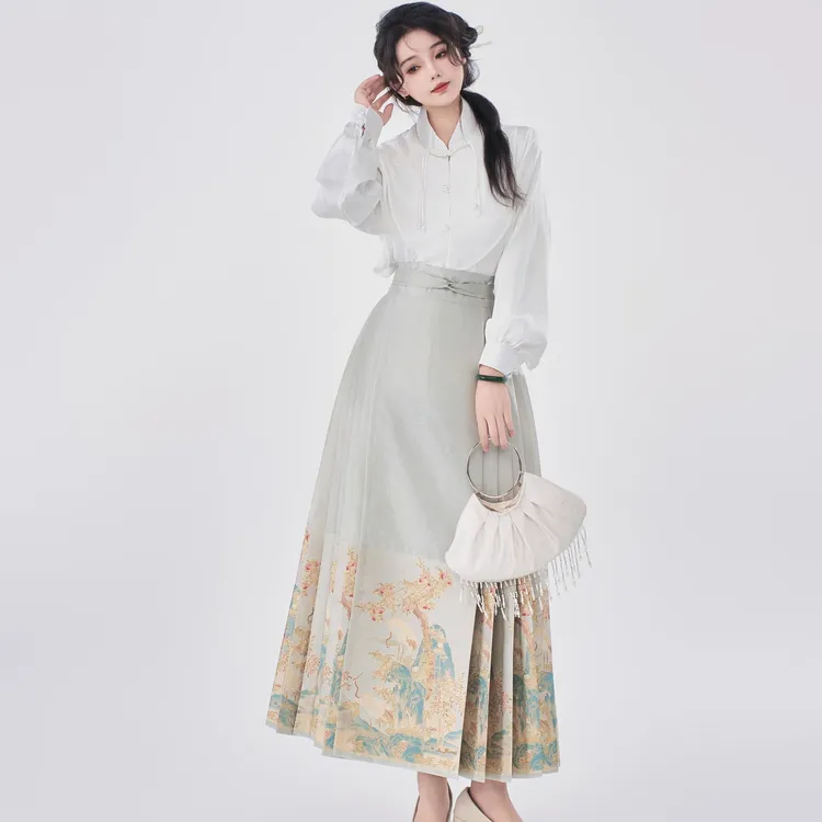 汉衣织造【鹤鸣】春夏薄纱马面裙女汉服汉元素明制马面裙妆花