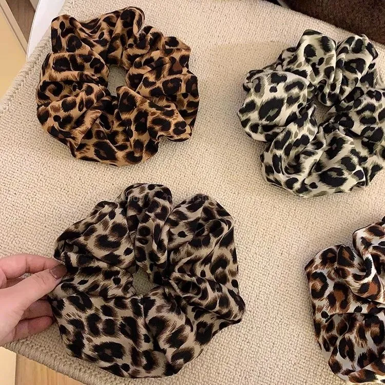 欧美风!豹纹大肠发圈韩版2024新款ins风y2k千禧辣妹发绳头绳发饰