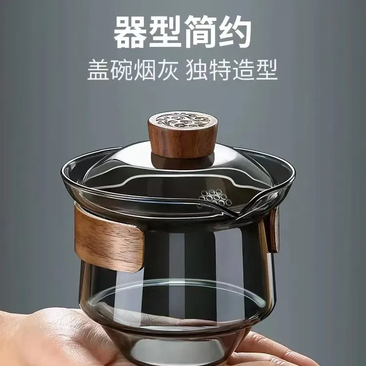 匠造堂两才盖碗手工高档透明家用大号防烫手抓壶耐热