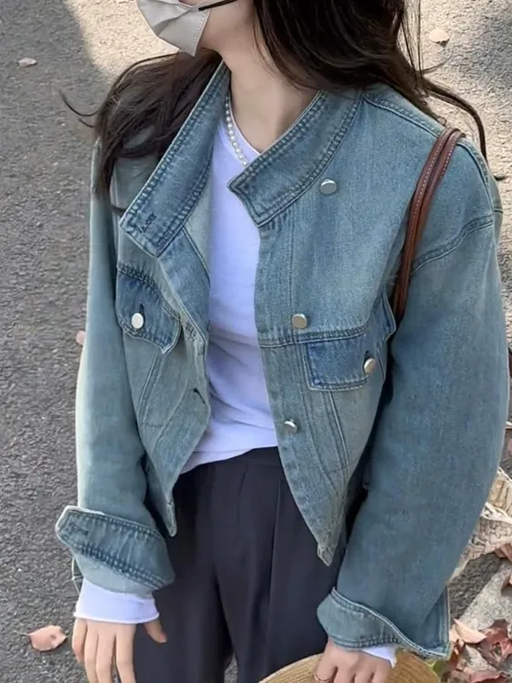 休闲牛仔外套女短款2025春秋新款韩版宽松棒球服上衣百搭时尚夹克