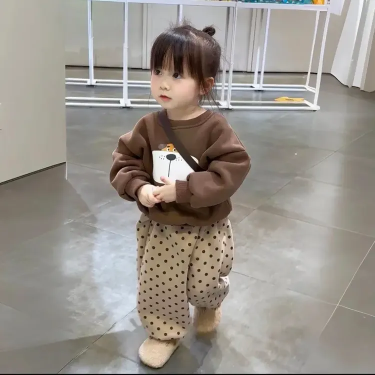 儿童冬季加绒卫衣套装女童冬款裤子保暖女宝宝上衣两件套童装Z009