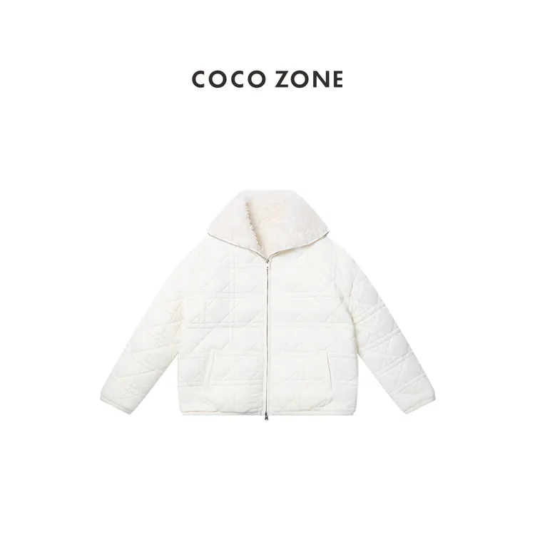 COCO ZONE 刘一一 秋冬高级感菱格翻领百搭长袖外套CC2D2655