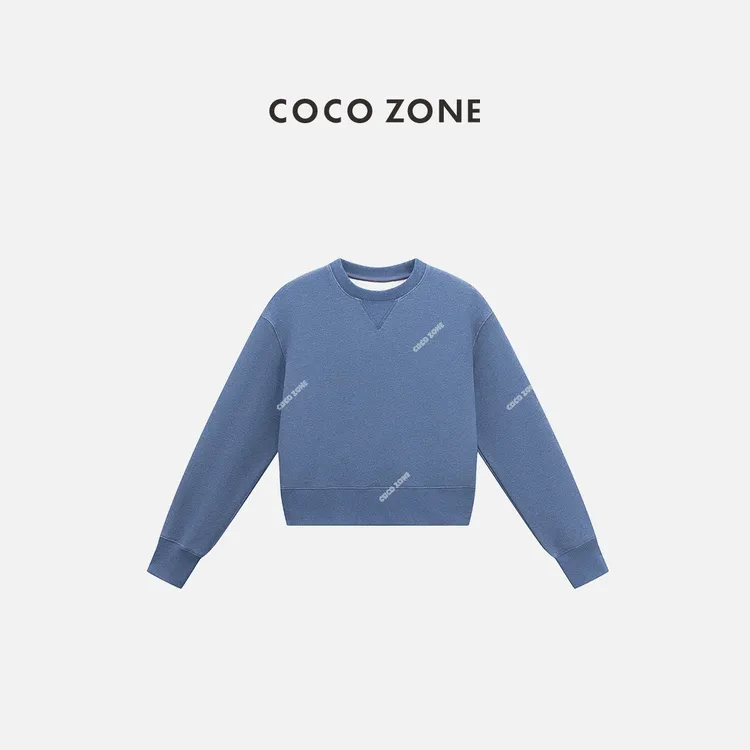 COCO ZONE 刘一一 100棉设计感长袖卫衣百搭圆领上衣CC1C1744