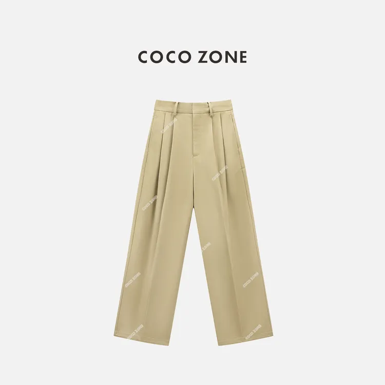 COCO ZONE 刘一一 “裤王”100棉复古休闲裤纯色百搭阔腿裤CC1C1724
