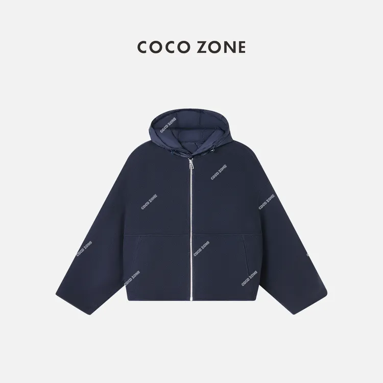 COCO ZONE 刘一一  冬季鹅绒内胆羊毛大衣保暖毛呢外套CC2C2348