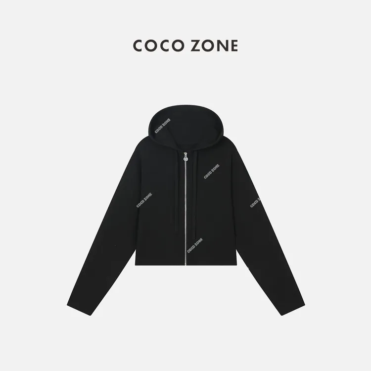 COCO ZONE 刘一一 针织开衫连帽系绳运动长袖卫衣23C19452