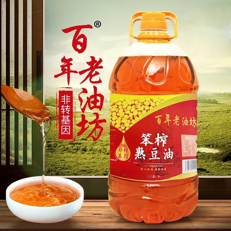 百年老油坊笨榨大豆油东北特产非转基因纯笨榨大豆油5升/桶