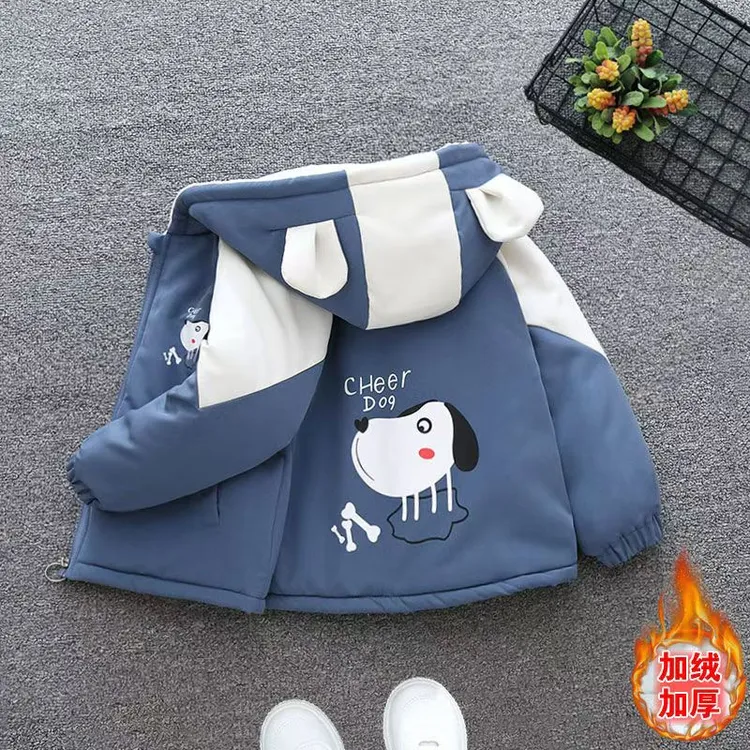 儿童棉袄外套男童宝宝加绒加厚小童春秋女童洋气男孩男宝帅气韩版