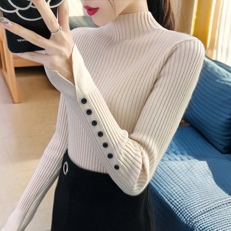 半高领毛衣打底衫女士秋冬2024年新款爆洋气内搭修身针织衫上衣潮