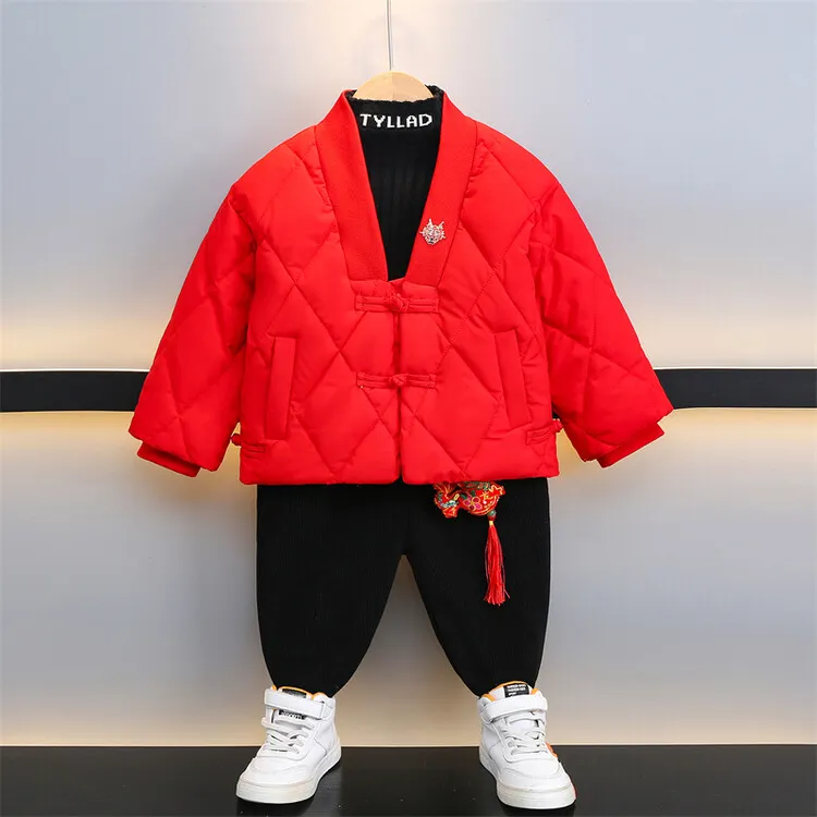 男童拜年服过年喜庆衣服儿童新年装中国风唐装宝宝红色棉衣冬季潮