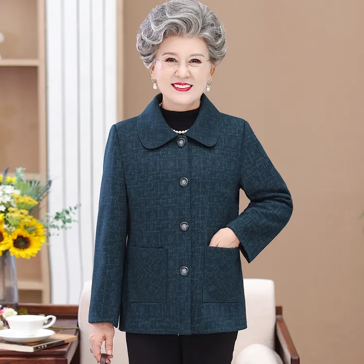 奶奶春秋外套薄款上衣妈妈装春季衣服60岁70婆婆夹克中老年人女装