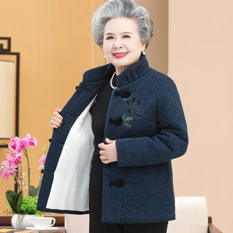 奶奶装唐装棉服老年人保暖棉衣冬装女妈妈加绒加厚老太太盘扣棉袄