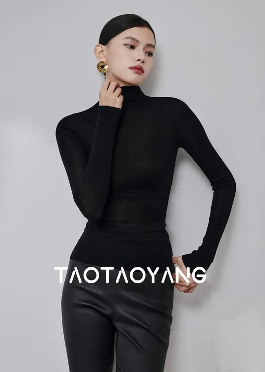 120支18针薄款超细羊毛扬子纱高领打底衫毛衣