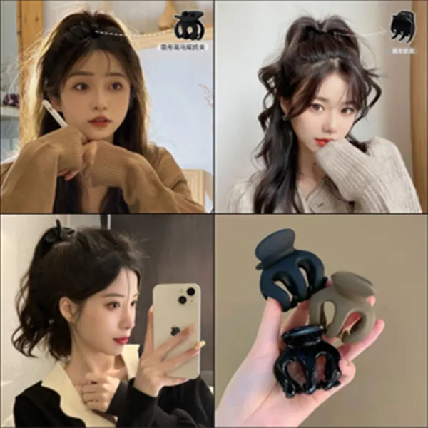 亚克力发饰 南瓜夹时尚高马尾抓夹5cm大号【6255】