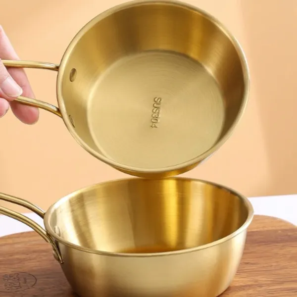 韩式金色米酒碗12cm带把手小吃碗料理店专用碗调料碗防烫米酒碗