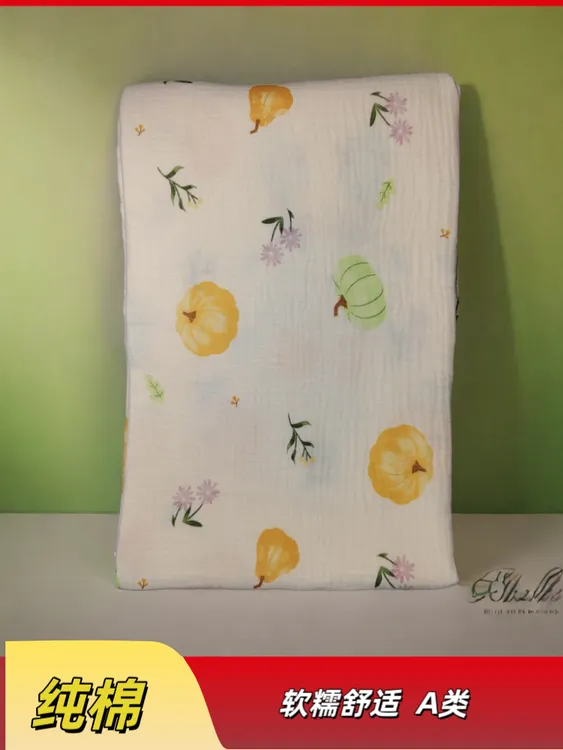 精梳纯棉双层纱布料宝宝包被浴巾儿童睡衣秋衣棉衣棉裤面料