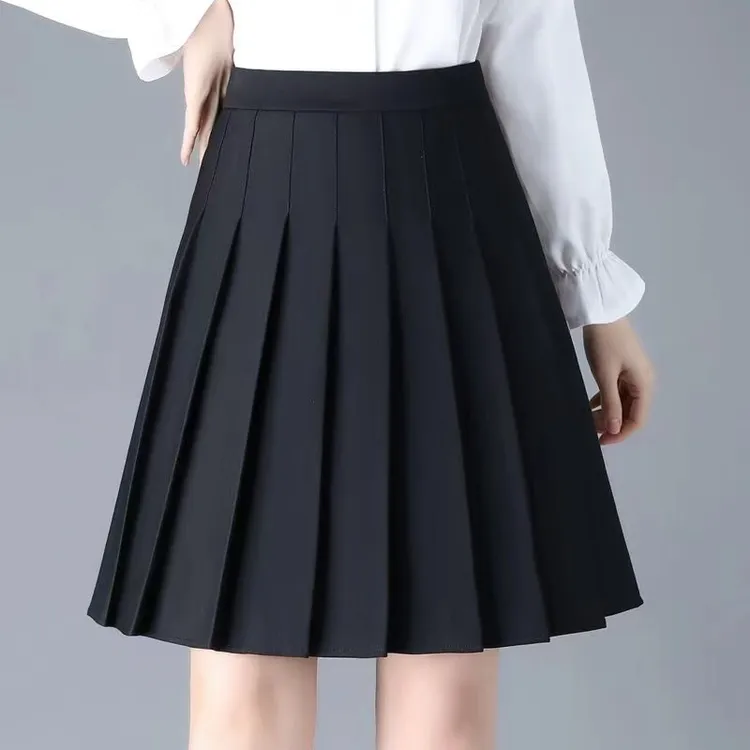 百褶裙女夏季短裙新款防走光百搭小黑裙高腰显瘦A字半身裙瑜伽裙