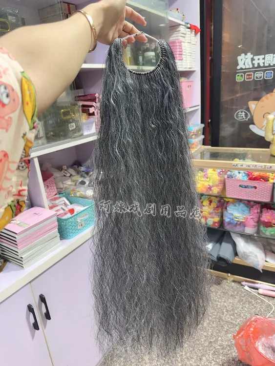 戏剧假发老人苍白马尾仿真发散发