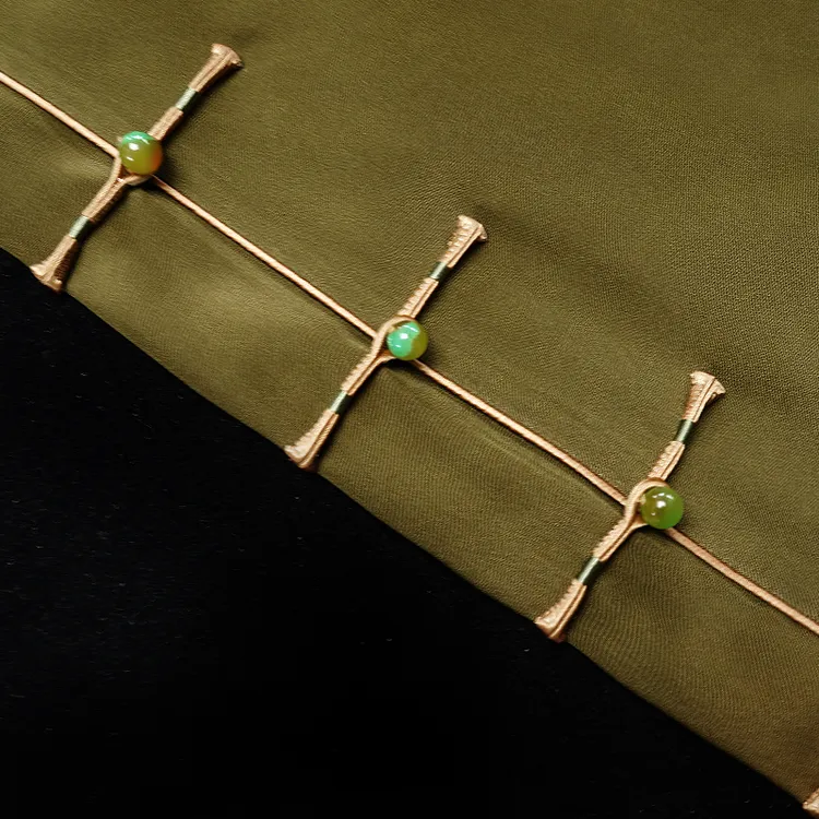 古醒新品【青荷莲藕】重绉香云纱复古典雅古法旗袍GX1032-56-130