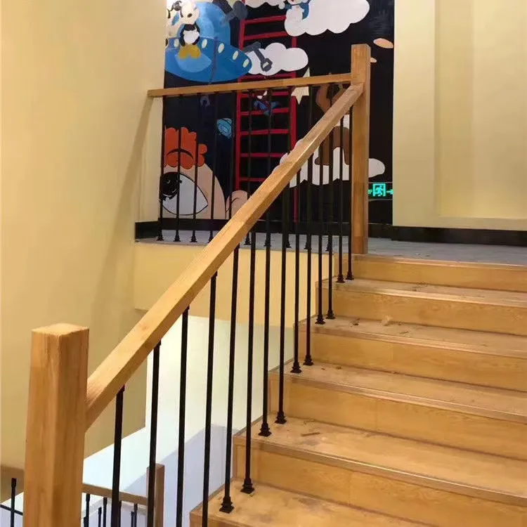 厂家直销 钢木护栏 金箍棒立柱 扁圆 扁管 护栏围栏 家用 外用