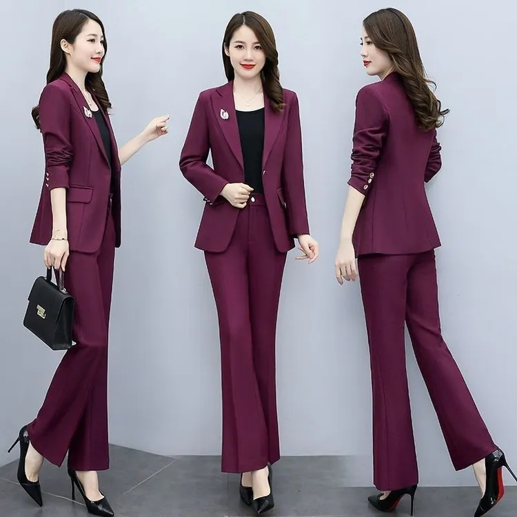 职业西装套装女正装2023春秋季气质女神范工作服西装西装套装女装