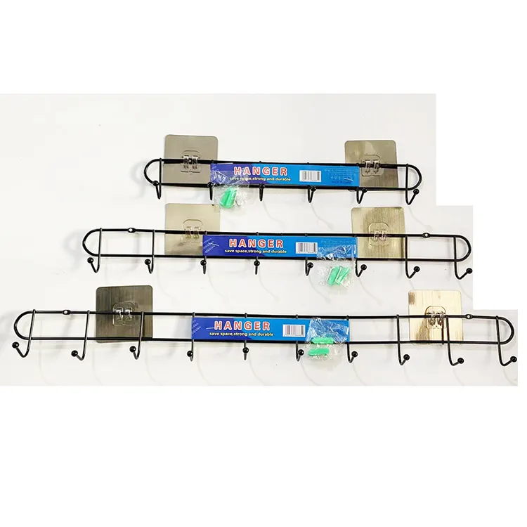 厨房墙壁壁挂挂钩厨具一排强力粘胶粘胶挂衣钩长条金属不锈钢粘钩