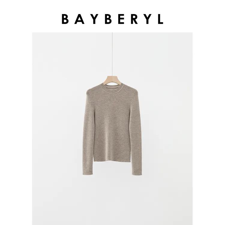  -BAYBERYL老贝可机洗入秋圆领长袖修身百搭针织衫ZZS4D2207