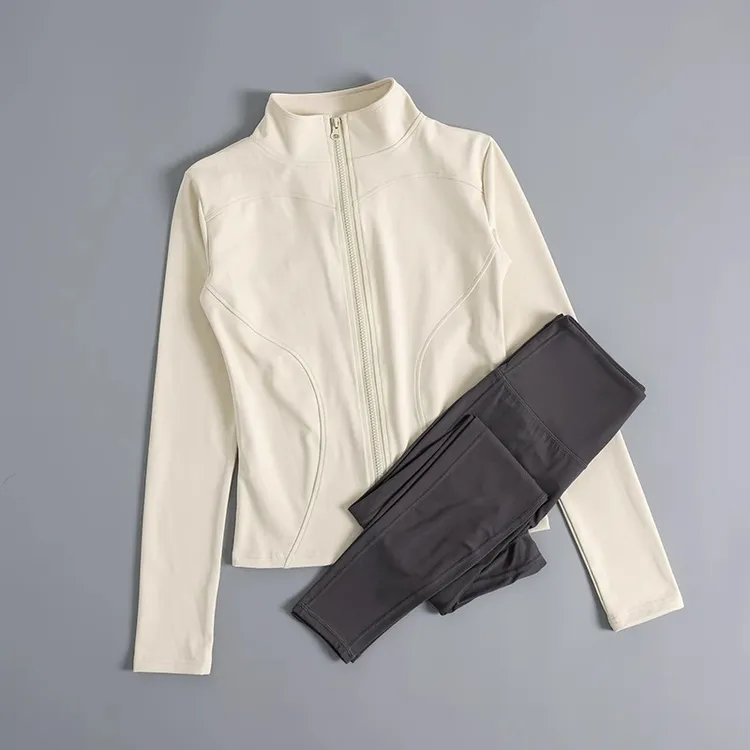 立领健身服女秋冬专业晨跑步运动女套装瑜伽服女2023新款骑行户外