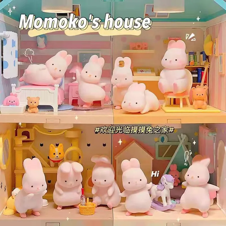 正版可爱摸摸兔Momoko潮玩盲盒系列植绒公仔手办礼物女孩心愿摆件