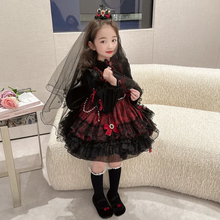 女.童万圣节cos暗黑吸血鬼洛丽塔蓬蓬裙lolita女宝高端礼服小恶魔