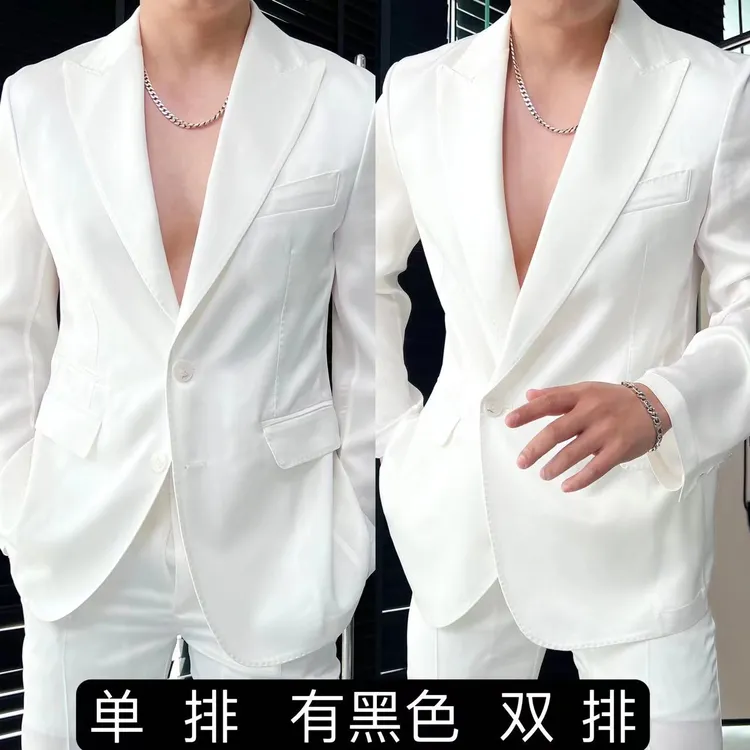 徐先生小众设计师款0.3超薄玲珑缎醋酸透气百搭西装244010