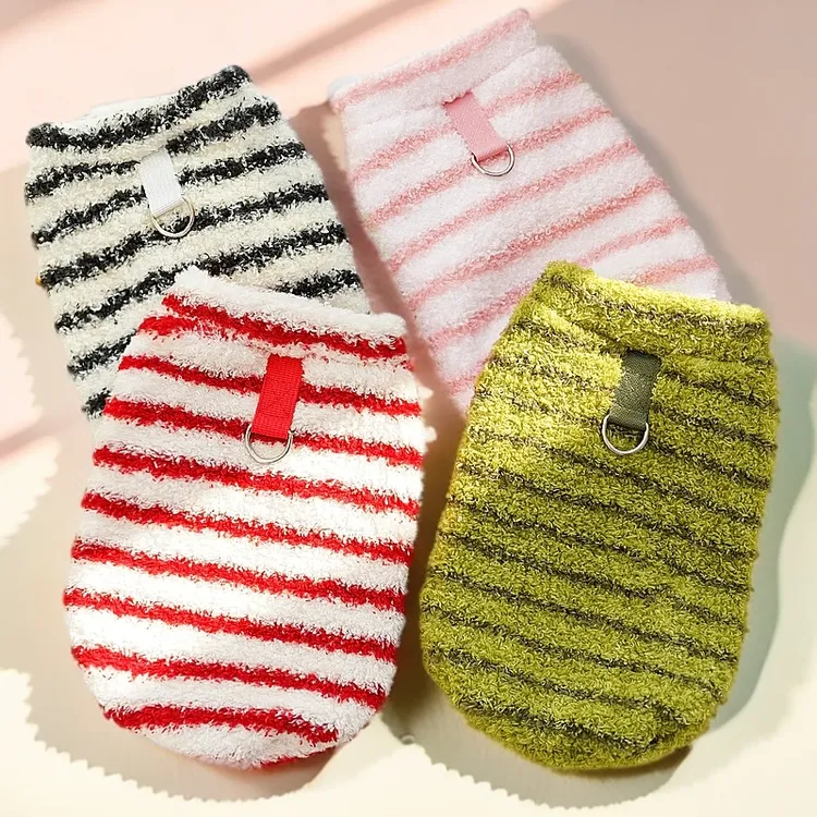 新年宠物衣服秋冬无毛猫服毛绒狗狗金毛猫咪用品条纹柯基法斗矮脚