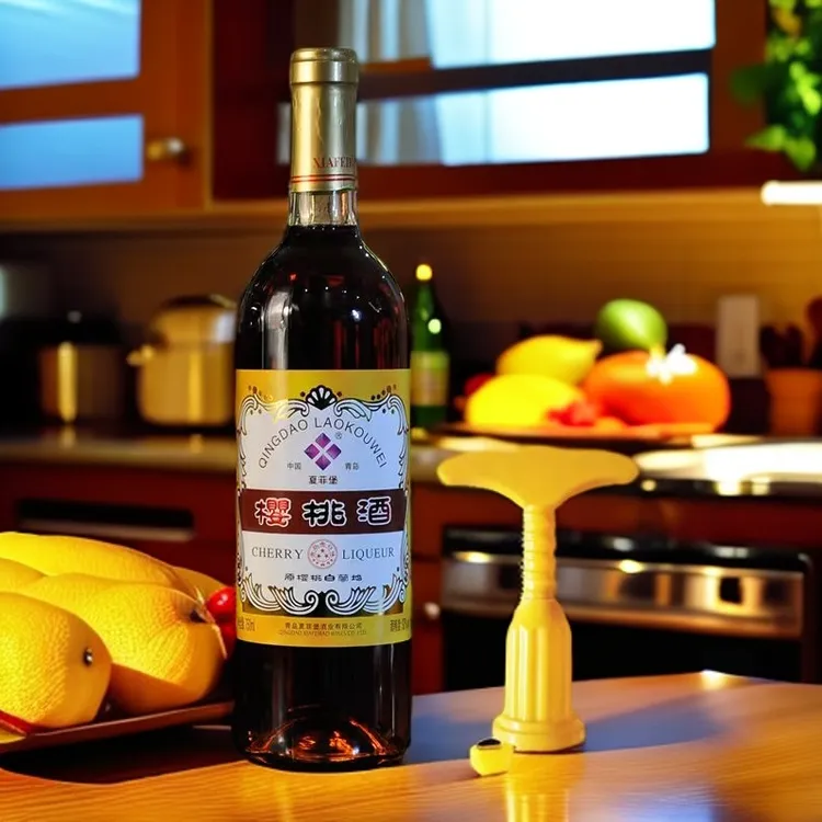 青岛樱桃酒甜酒原樱桃白兰地夏菲堡樱桃露酒30度750ml青岛特产