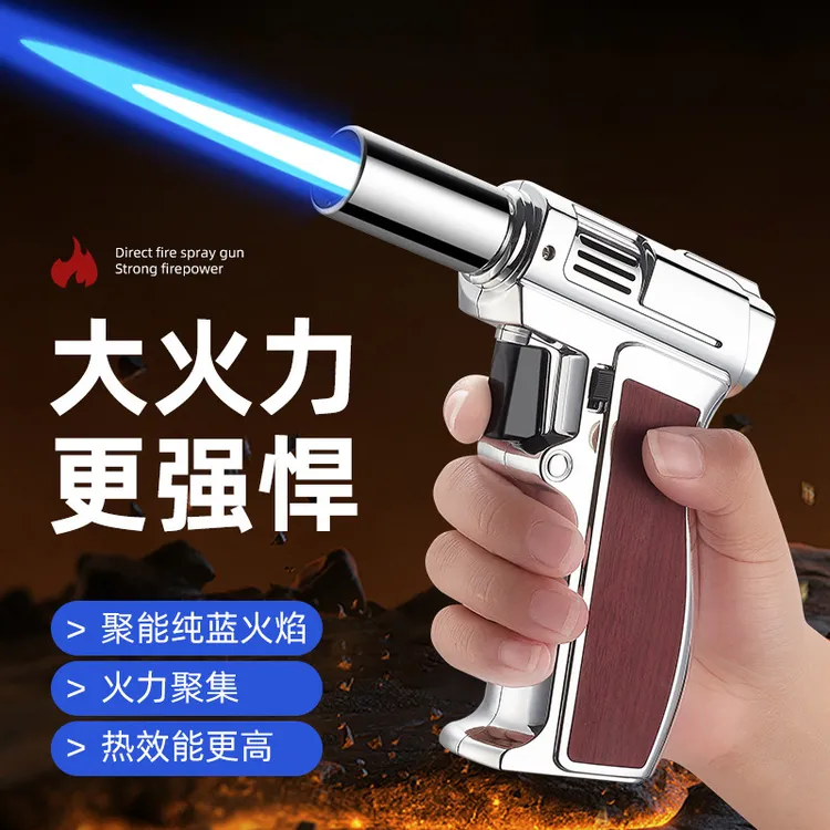 双层蓝焰露营功能火力强劲高温喷枪防风蓝火焰打火机焊枪点松弛感