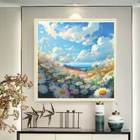 蒙娜丽莎十字绣阳光小雏菊  大格四股绣75*75厘米​白布37色满绣