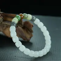 【人之初臻品】保真和田玉老型珠多色系列玉料手串特色件玉串多样性