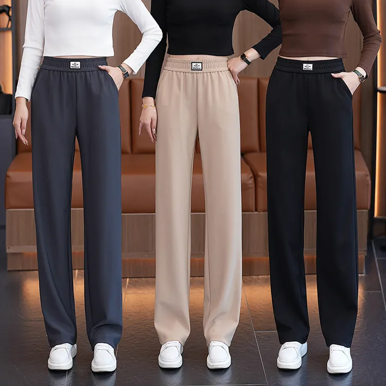 2024春秋新款高腰窄版宽松显瘦时尚百搭减龄垂感直筒休闲阔腿女裤