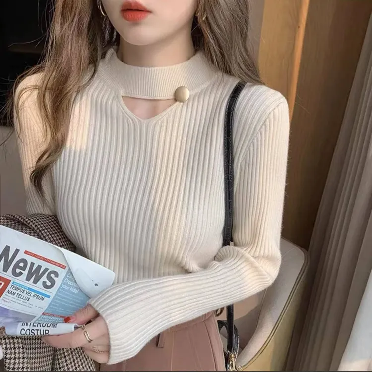 半高领针织衫女秋冬新款设计感打底衫秋冬内搭显瘦毛衣高级感上衣