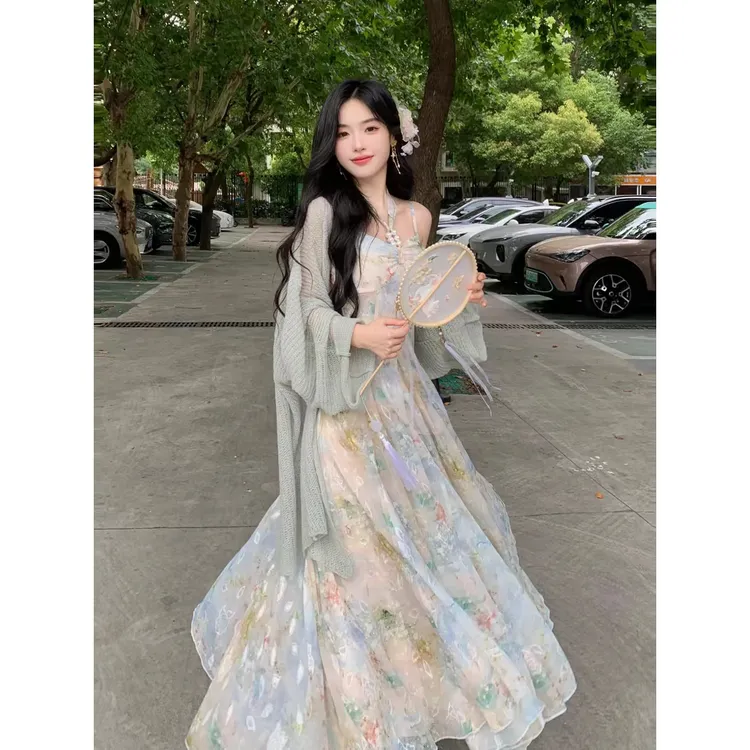 【油画秘境】特大码300斤女装胖妹妹复古气质温柔开衫连衣裙